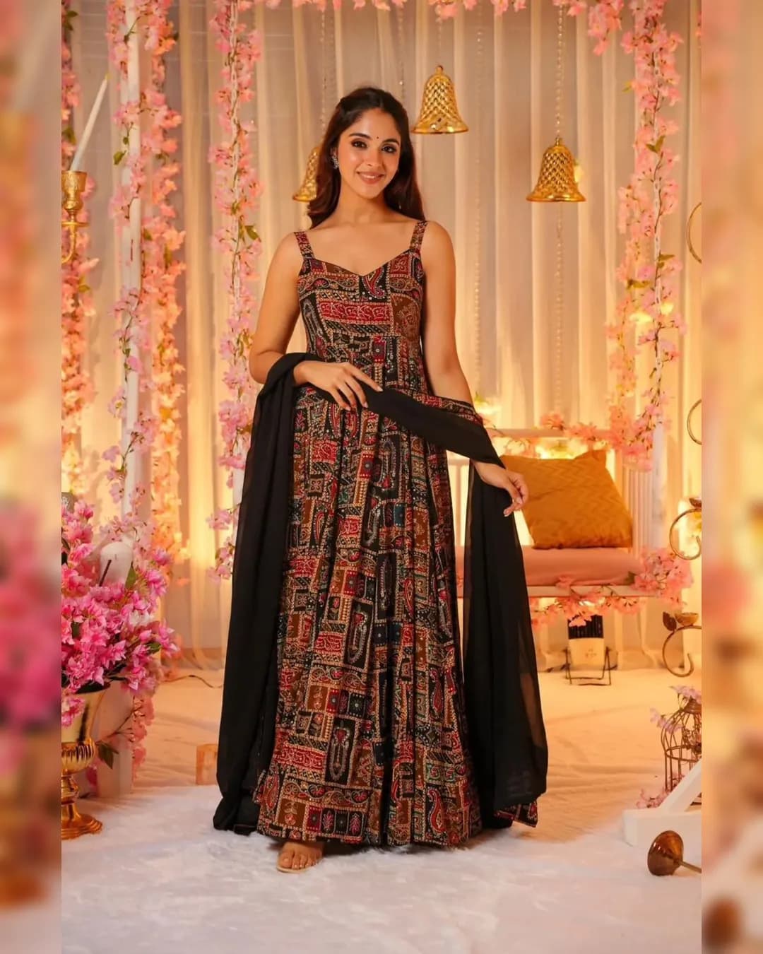 Exclusive Jimmy Organza Silk Anarkali Gown Set with Georgette Dupatta alternate view
