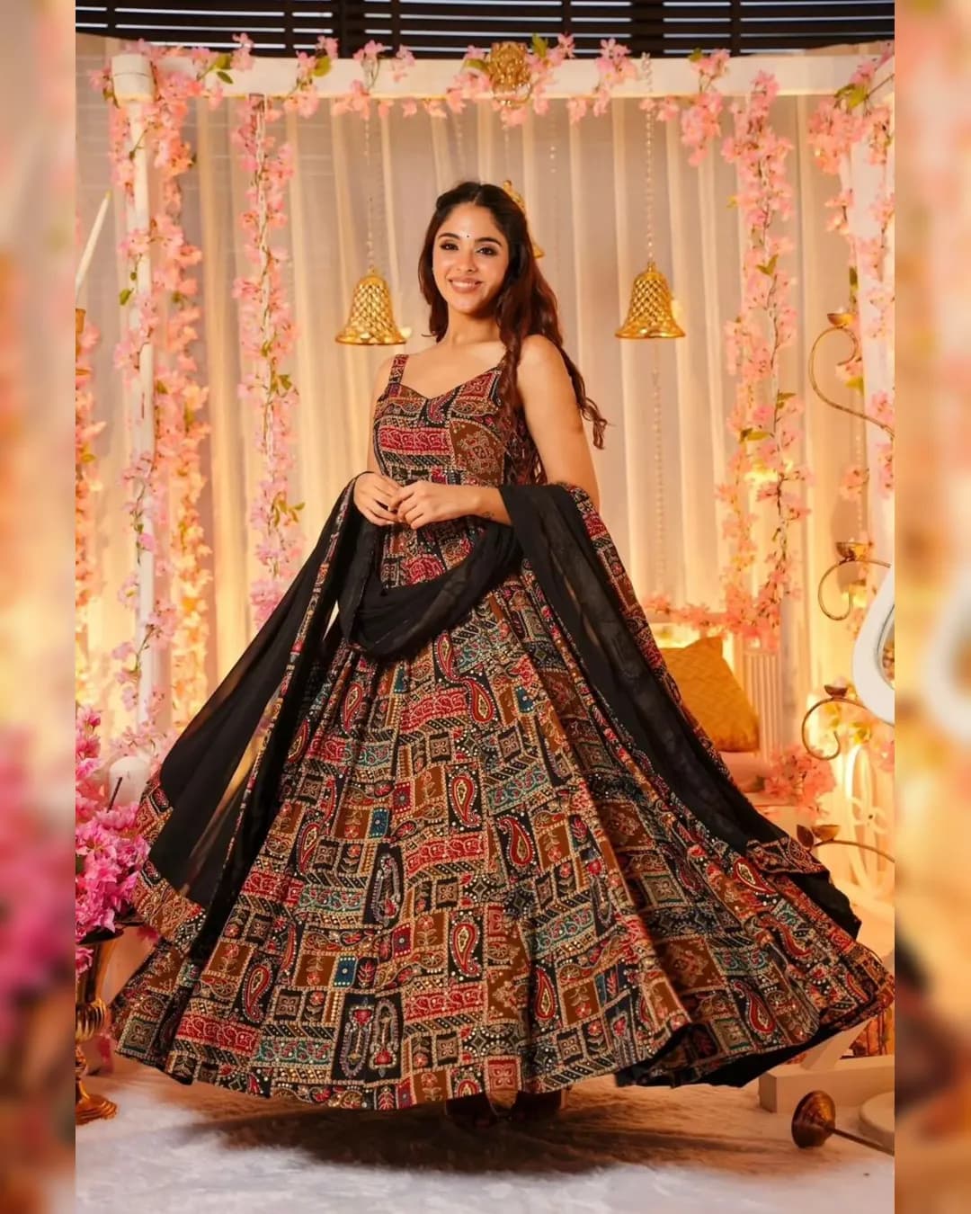 Exclusive Jimmy Organza Silk Anarkali Gown Set with Georgette Dupatta
