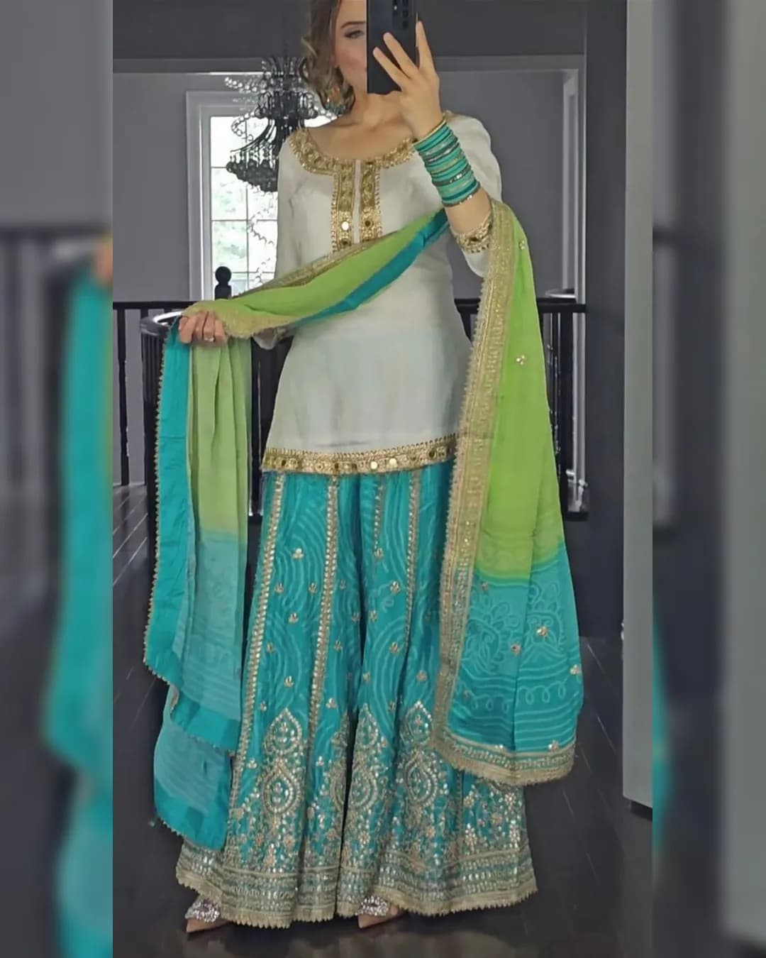Summer Special Designer Party Wear Top-Sharara Suit