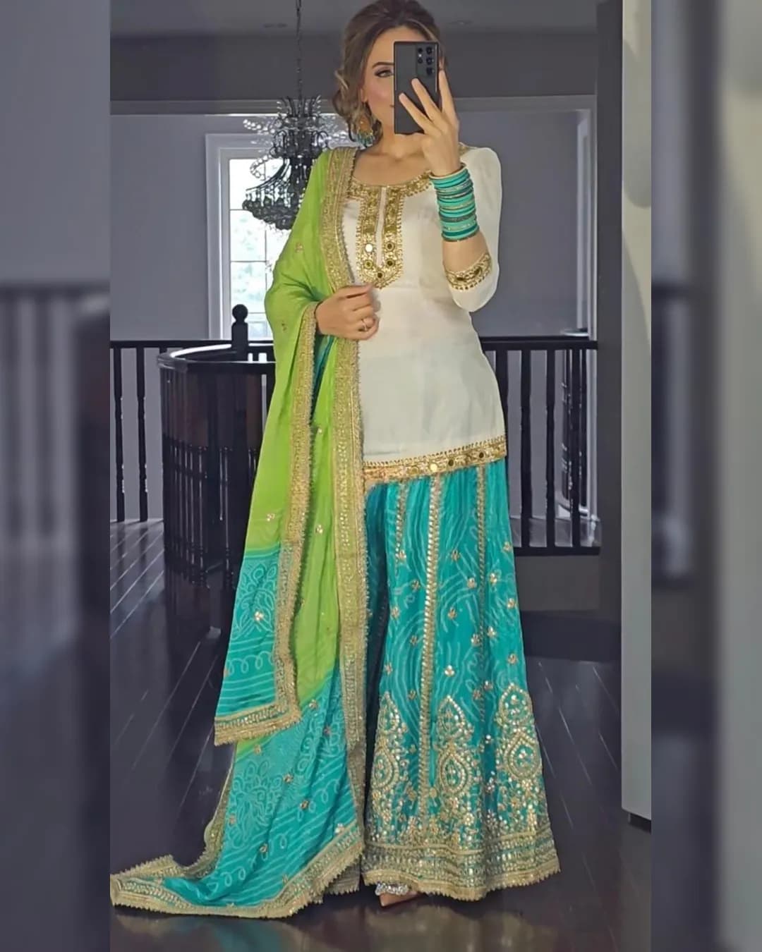 Summer Special Designer Party Wear Top-Sharara Suit alternate view
