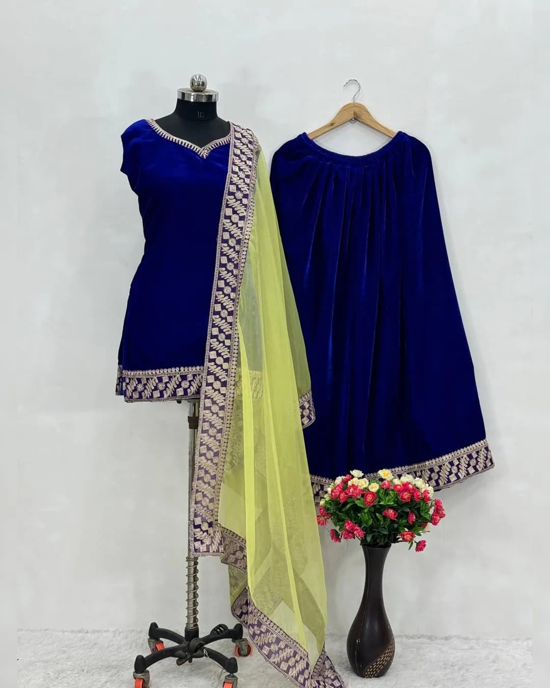 New Designer Party Wear Heavy Viscose Velvet Top with Sharara alternate view