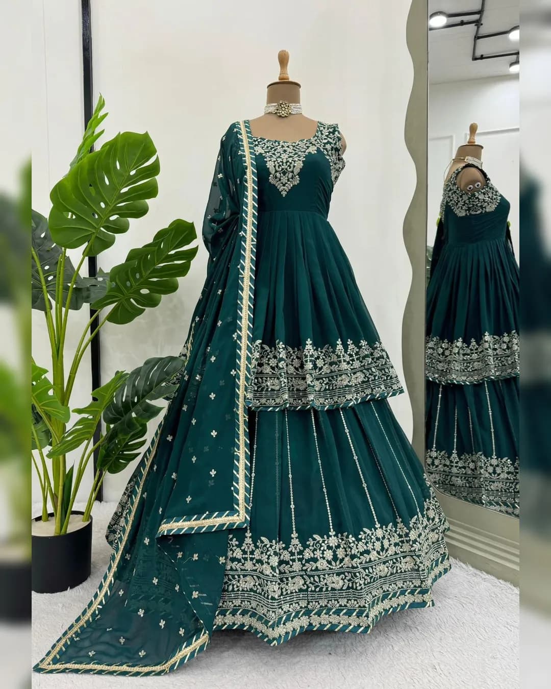 Elegant Faux Georgette Thread & Sequins Work Lehenga Choli Set