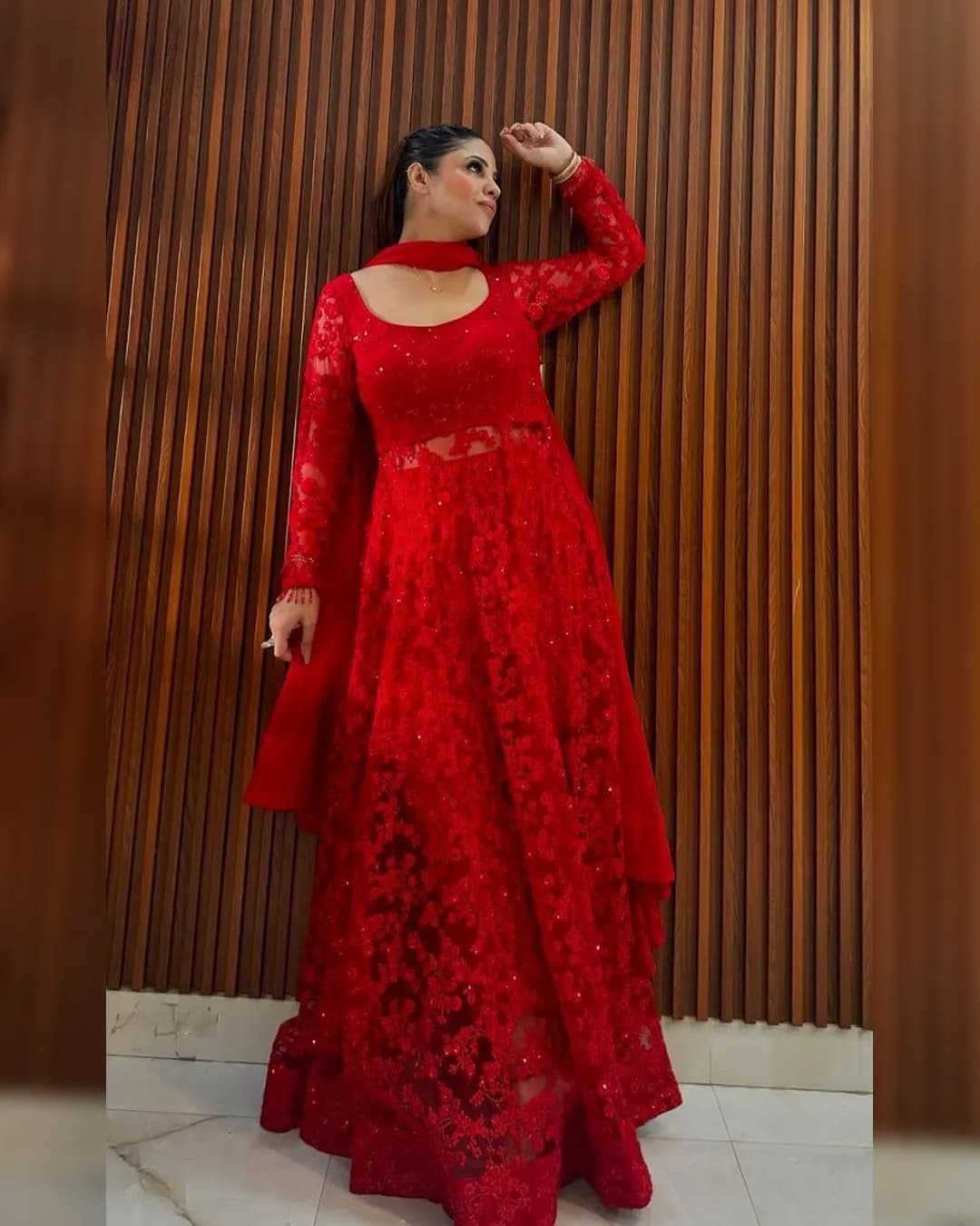 Butterfly Net and Thread with Sequence Work Top-Pant-Dupatta Set