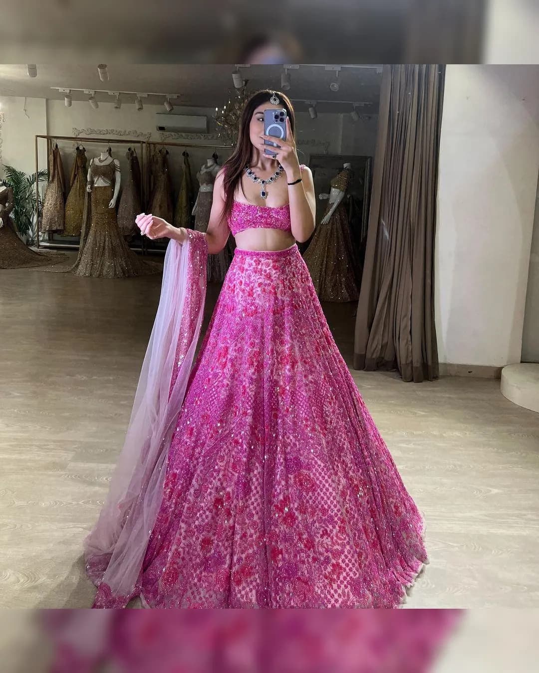 Wedding Special Premium Butterfly Soft Net Embellished Lehenga Set