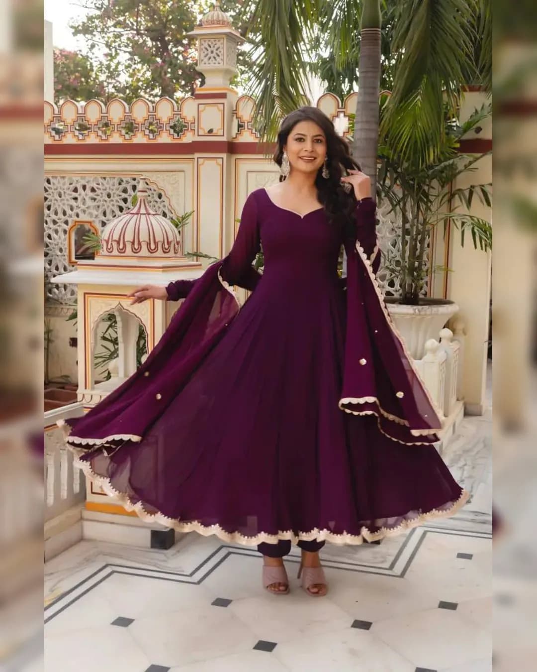 Exquisite Fox Georgette Anarkali with Elegant Lace Details alternate view