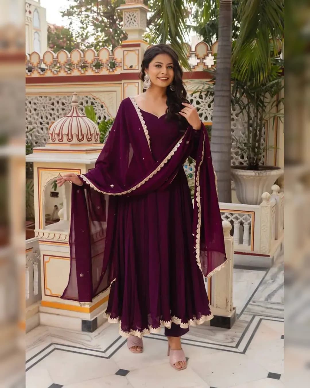 Exquisite Fox Georgette Anarkali with Elegant Lace Details