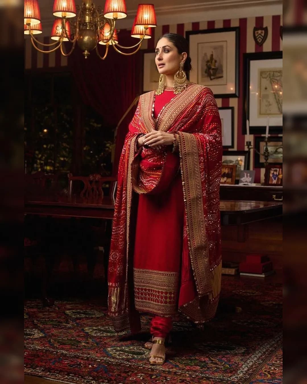 Elegant Kurti-Pant Set with Muslin Dupatta and Sequins Work alternate view