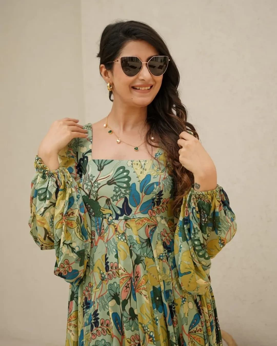Digital Printed Chinon Gown – Stylish & Comfortable alternate view