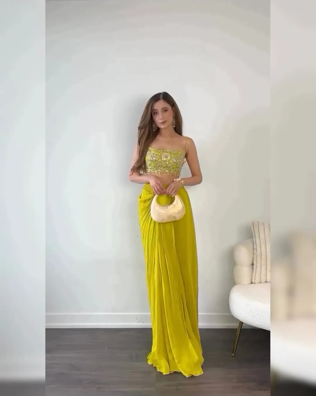 Ready-to-Wear Dhoti Style with Shrug and Full Work Choli alternate view