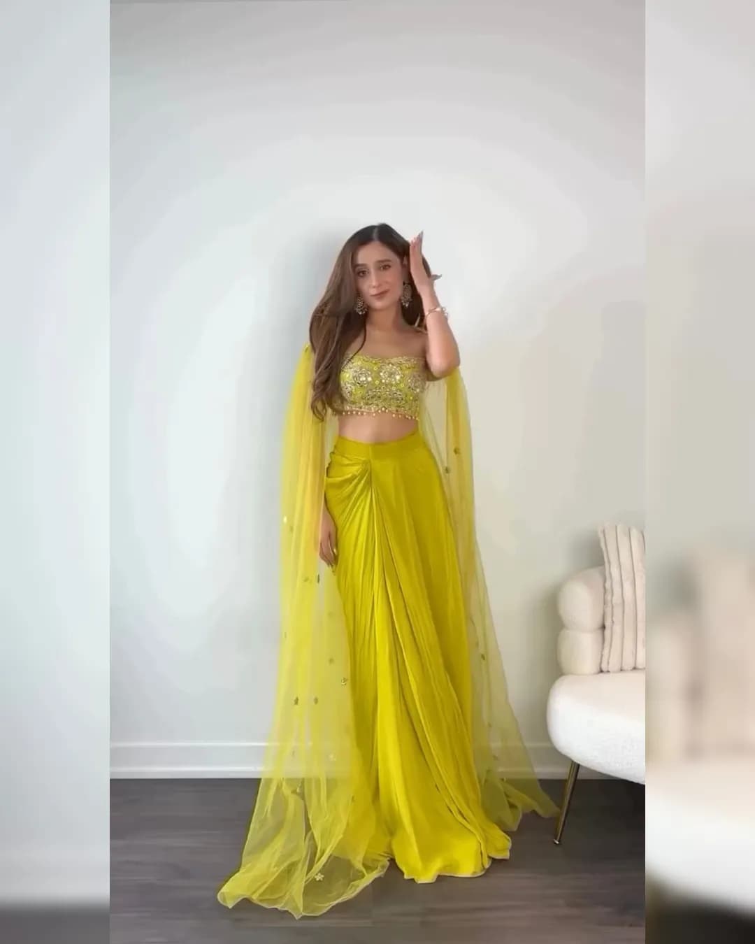 Ready-to-Wear Dhoti Style with Shrug and Full Work Choli