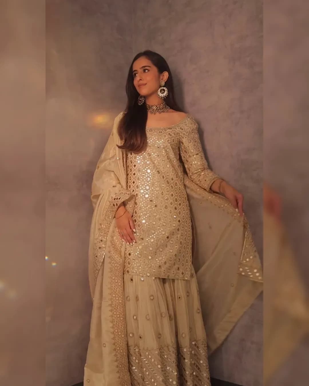 New Trending Foil Paper Sequence Embroidery Suit with Work Sarara and Dupatta