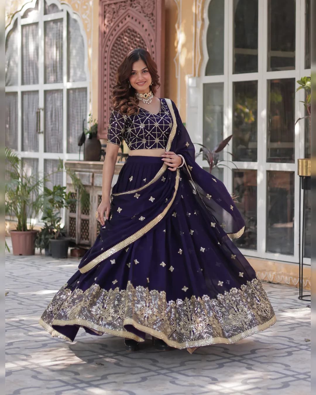Exquisite Designer Rangoli Silk Lehenga Choli with Sequins & Thread Embroidery Copy