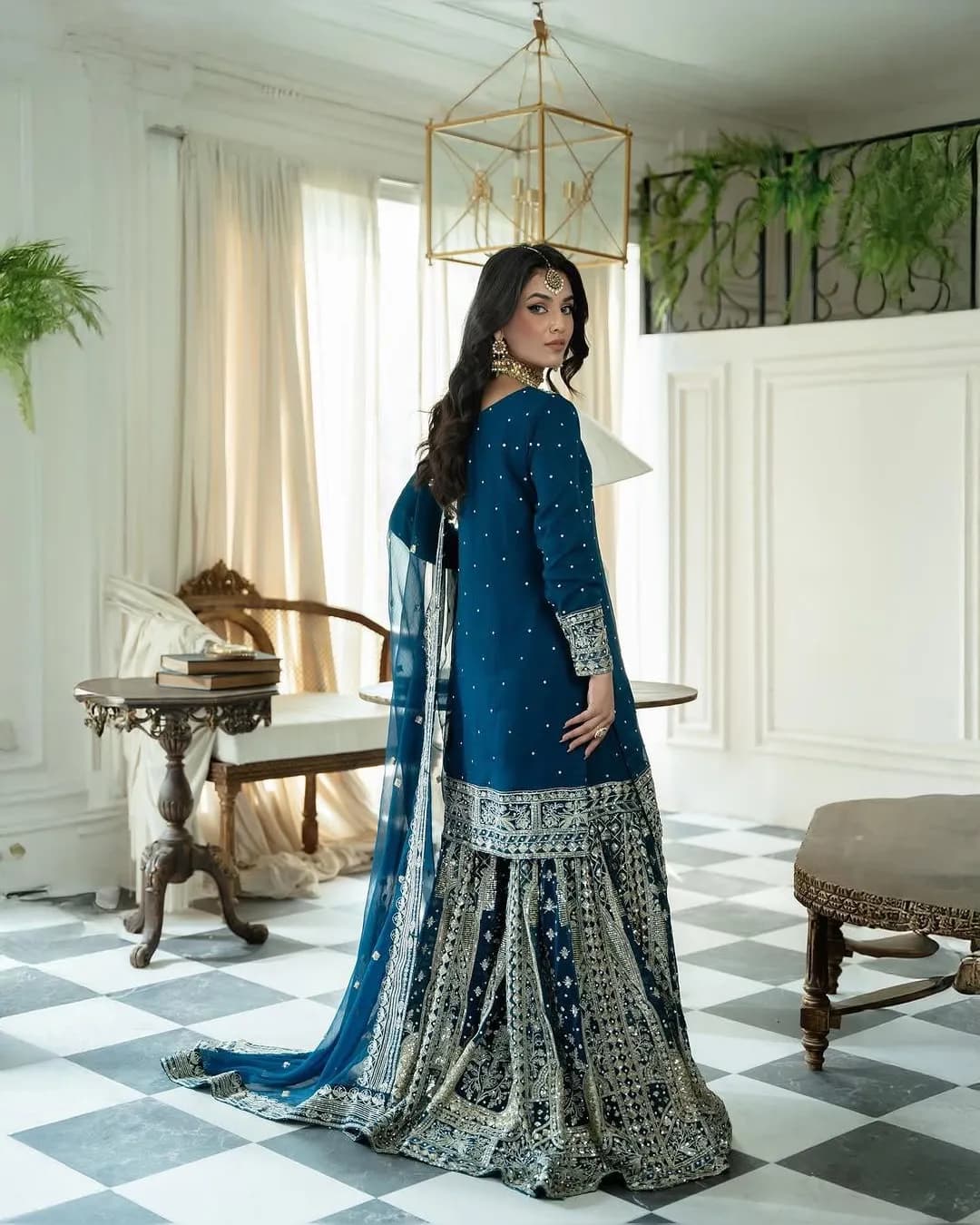 Elegant Heavy Embroidery Sequence Work Top-Gharara Dupatta Set alternate view