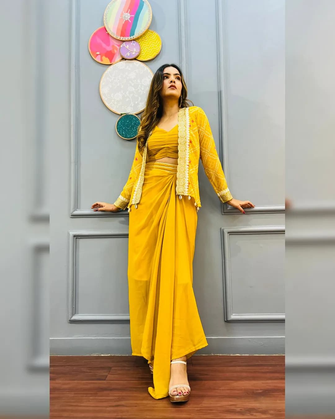 Haldi & Mehendi Special Ethnic Sarong Dress – Yellow Elegance alternate view