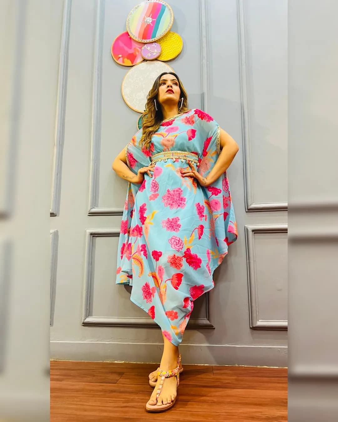 Elegant Floral Lace & Zari Beaded Kaftan alternate view