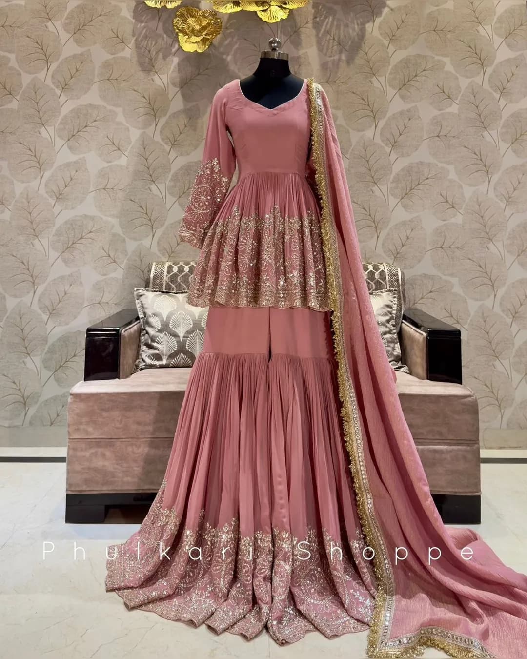 Pure Fox Georgette Kediya-Palazzo & Dupatta Set – Fully Stitched Ready to Wear
