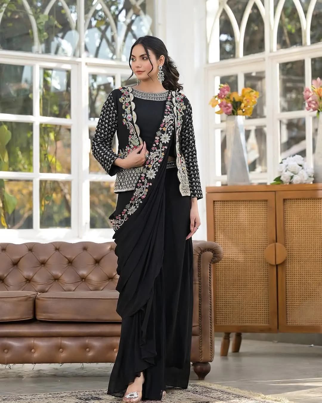Super Trending Party Wear Koti with Sarara – Embroidery Detailing
