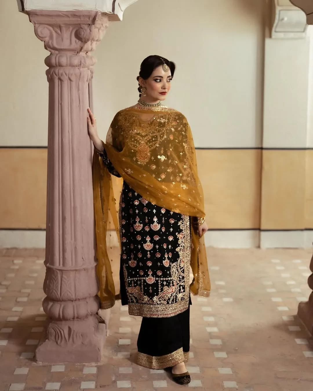 Elegant Embroidered Top, Palazzo, and Dupatta Set – Fully Stitched and Ready to Wear