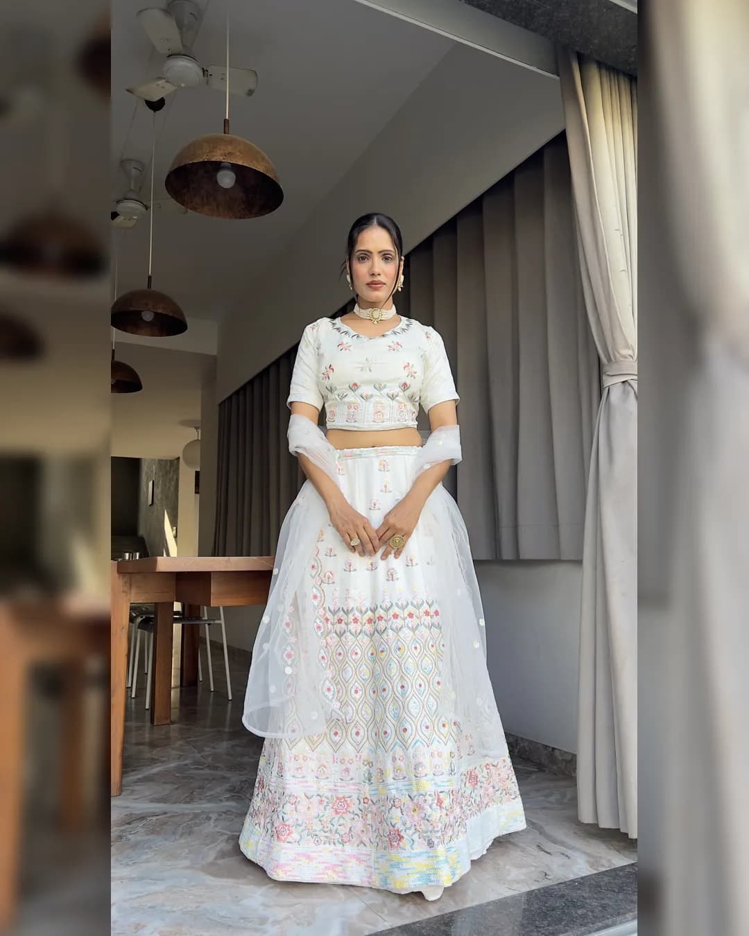 Premium Georgette Embroidered Lehenga Choli Set with Net Dupatta alternate view