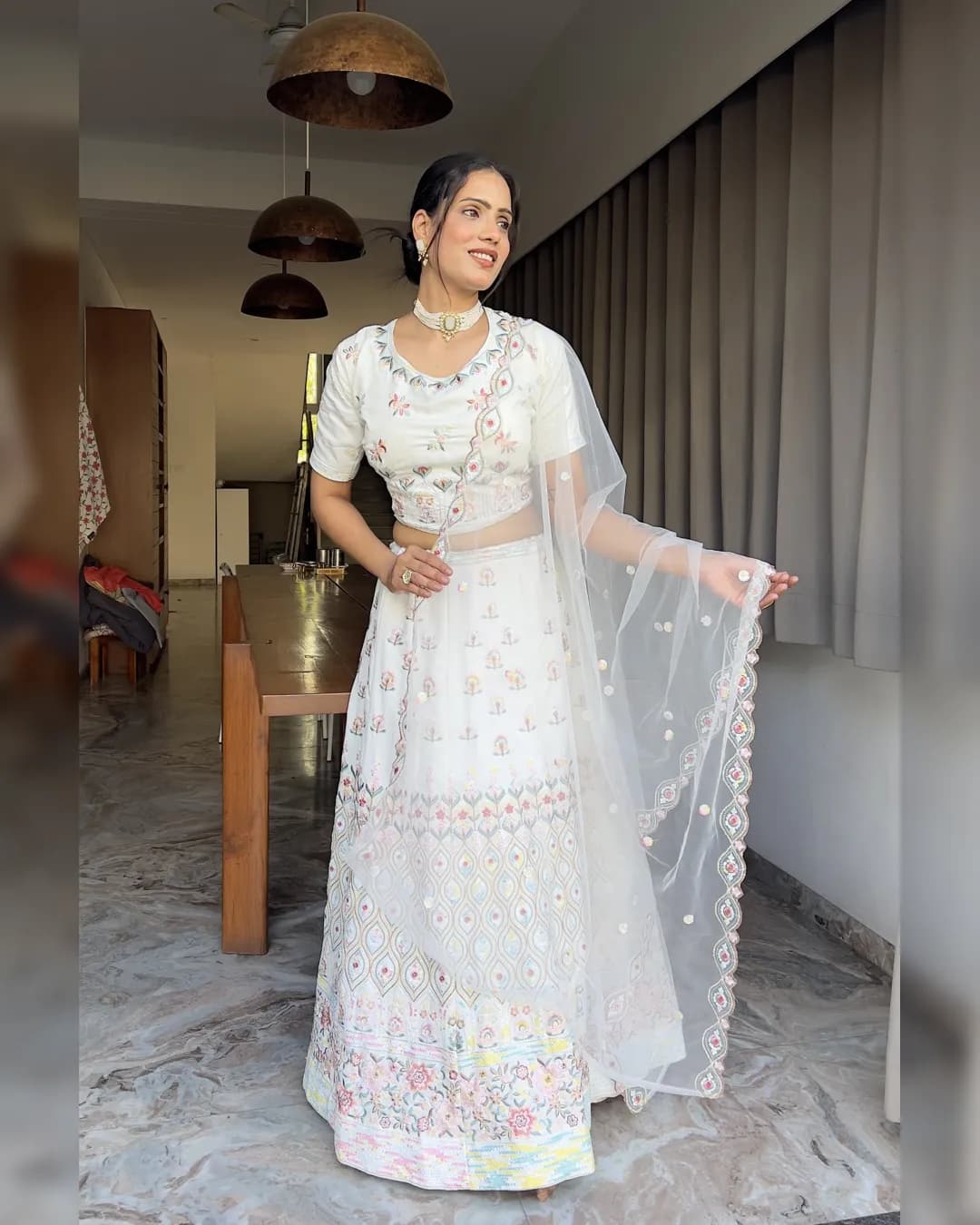 Premium Georgette Embroidered Lehenga Choli Set with Net Dupatta