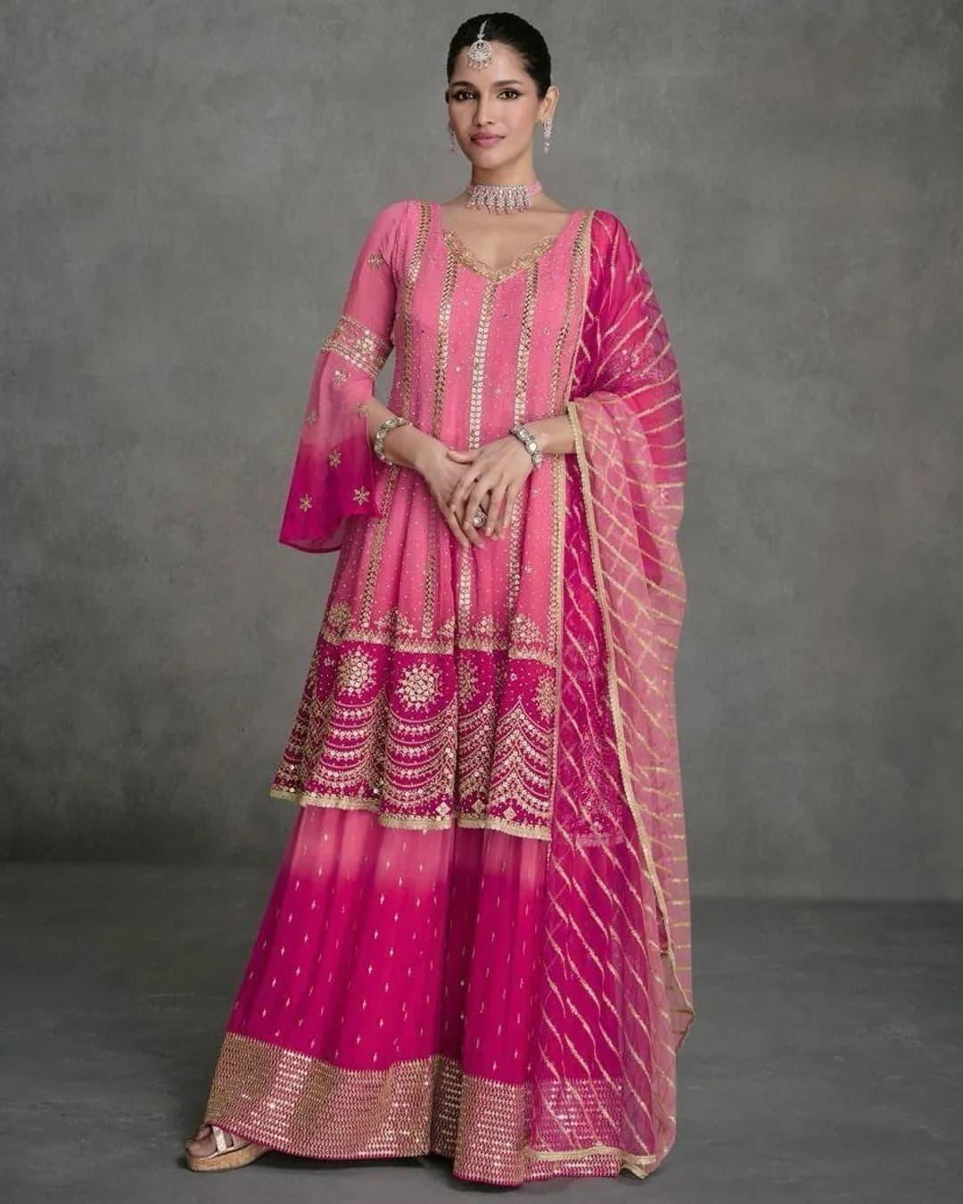 SAYURI Designer Jarokha 3-Piece Embroidered Set