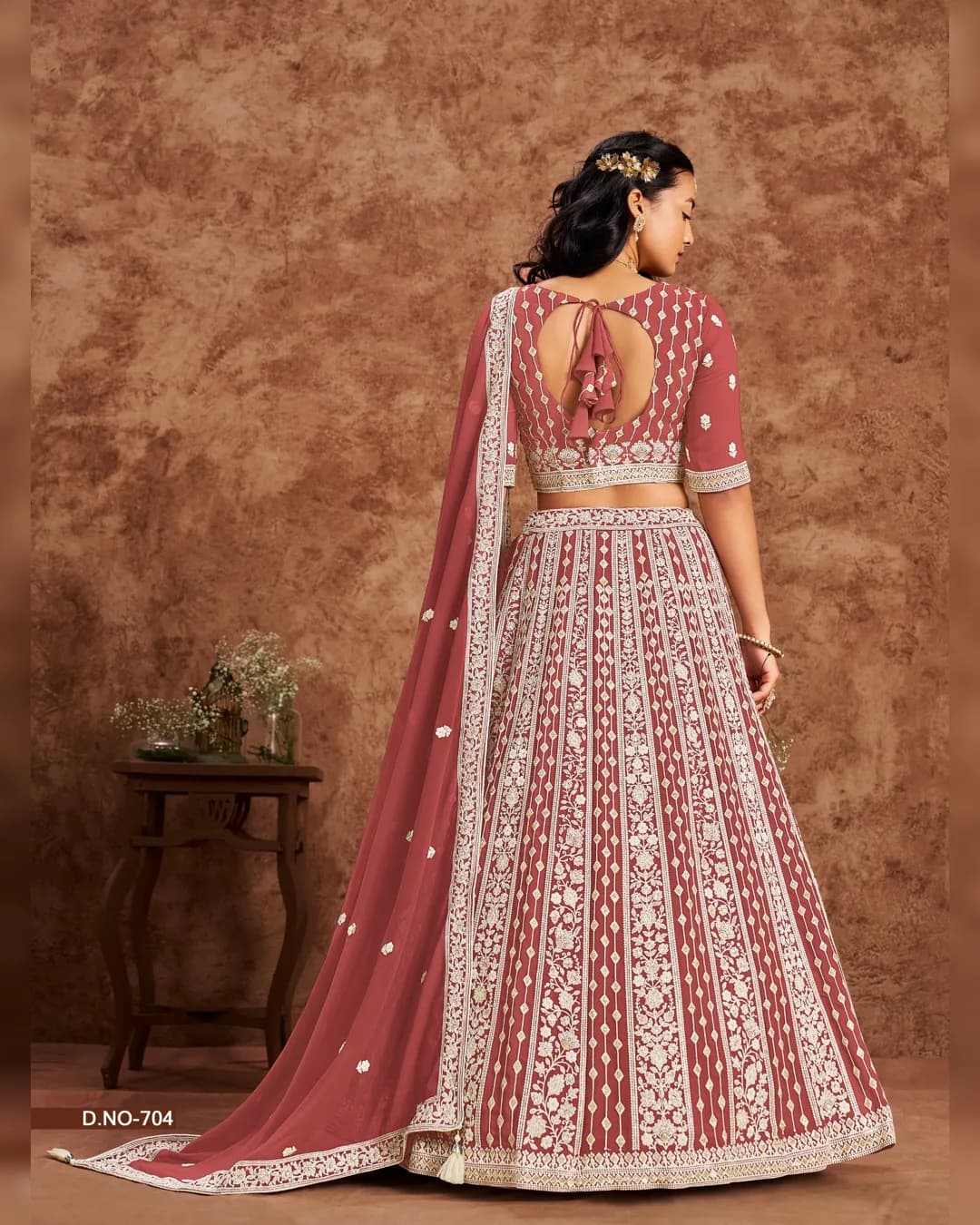 Elegant Faux Georgette Lehenga Set with Thread & Sequins Work alternate view