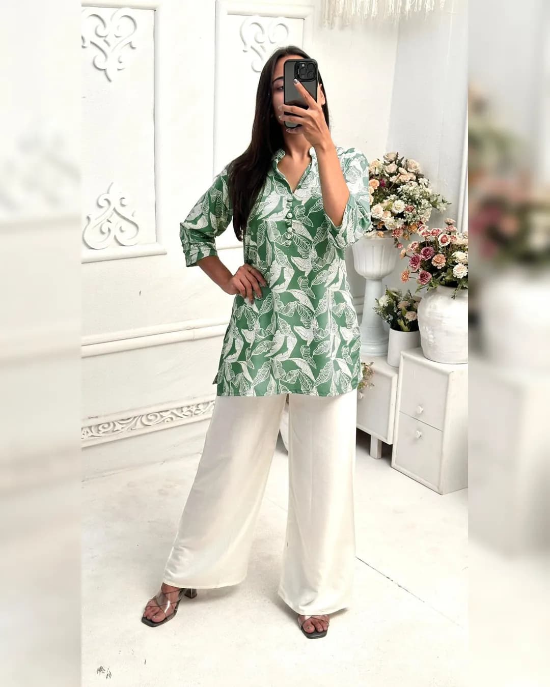 Elegant Twill Rayon Digital Print Top and Rayon Plazoo Set