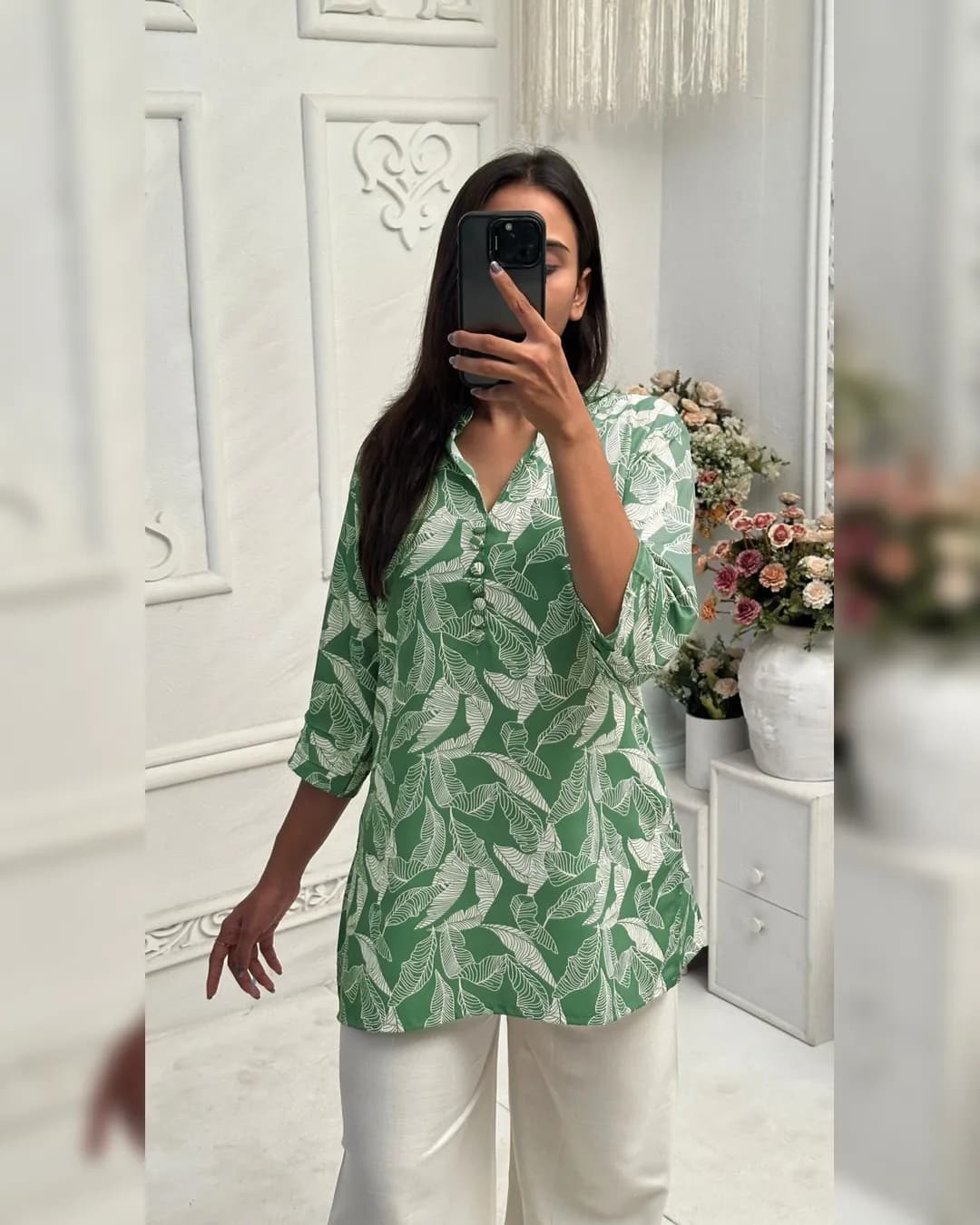 Elegant Twill Rayon Digital Print Top and Rayon Plazoo Set alternate view