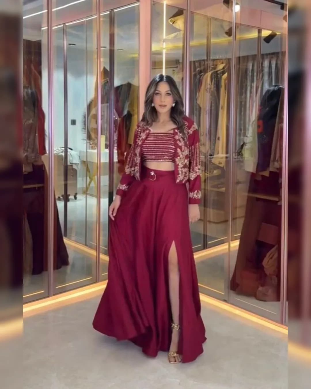 Wedding Special Chinon Silk Lehenga Choli with Thread & Sequence Work and Front & Back Koti