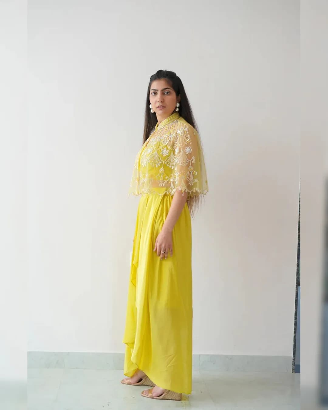 Haldi Special Natural Crepe Tube Blouse, Dhoti & Thread with Sequence Work Koti alternate view