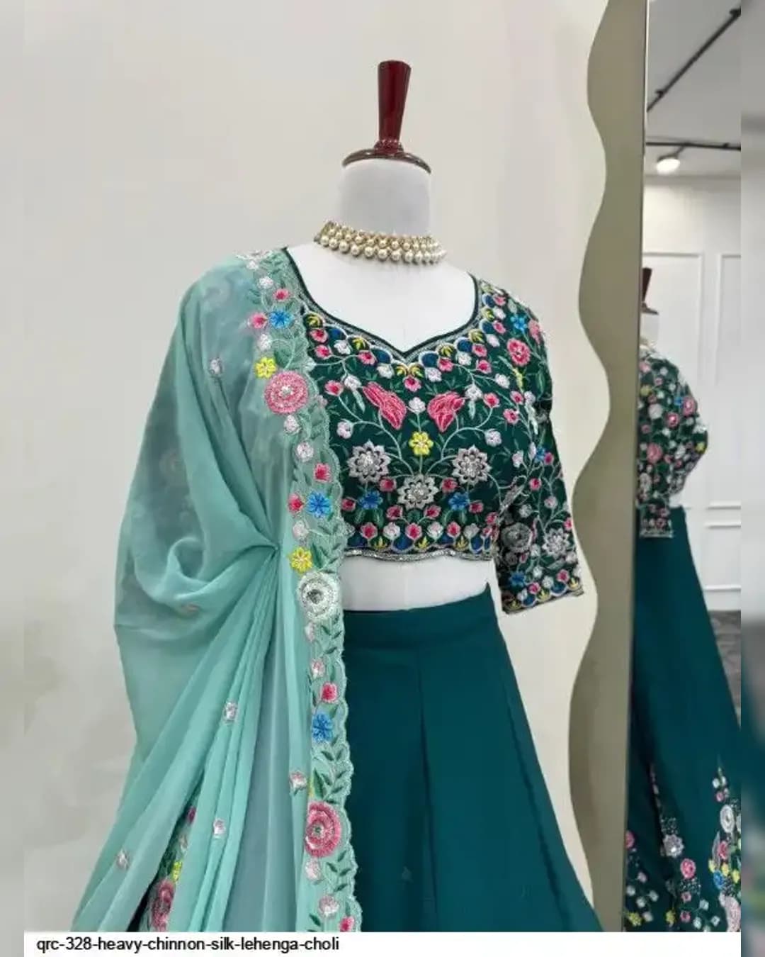 Wedding Special Thread & Sequins Work Lehenga Choli with Cutwork Dupatta alternate view