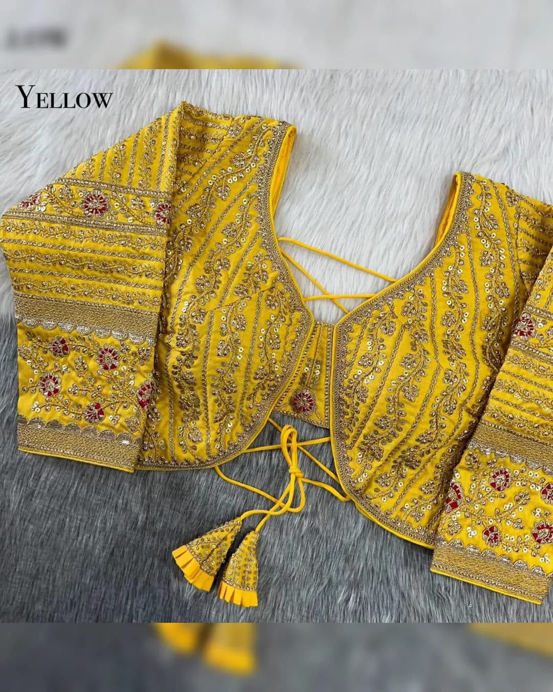 Heavy Embroidered Wedding Wear Long Sleeves Backless Bridal Blouse alternate view