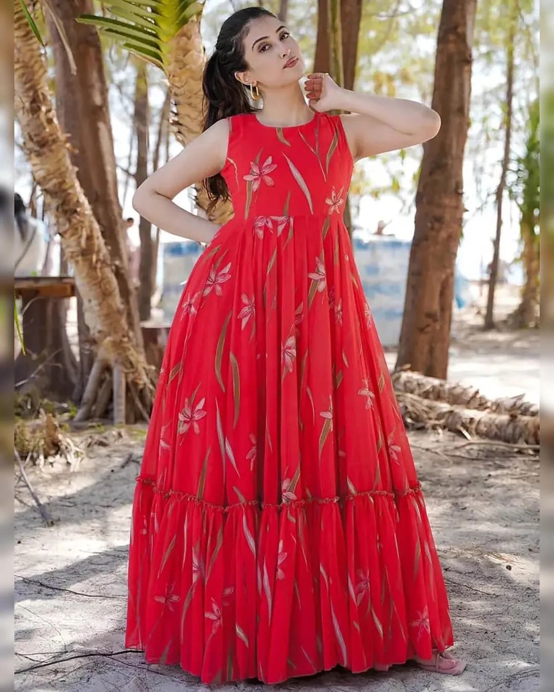 Exquisite Digital Printed Fox Georgette Fully Flared Anarkali Gown