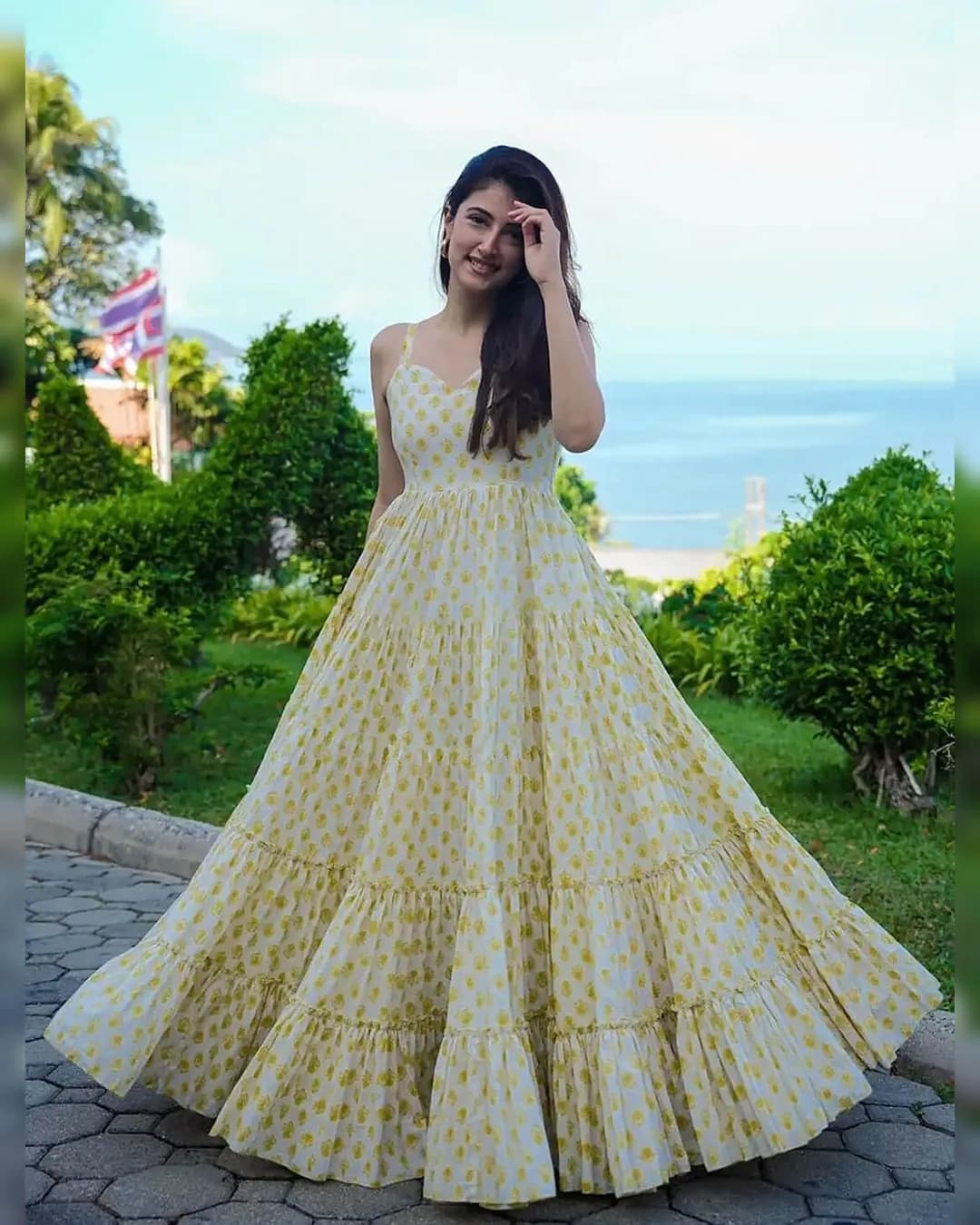 Elegant Heavy Rayon Digital Printed Fully Flared Anarkali Gown