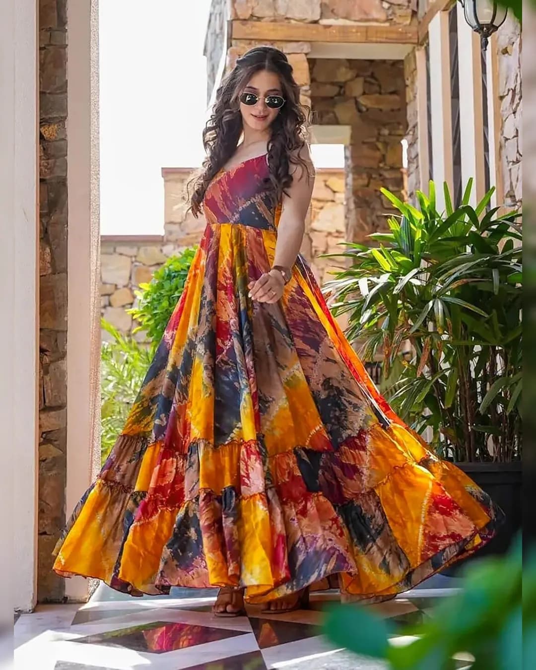Elegant Heavy Rayon Digital Printed Fully Flared Anarkali Gown alternate view