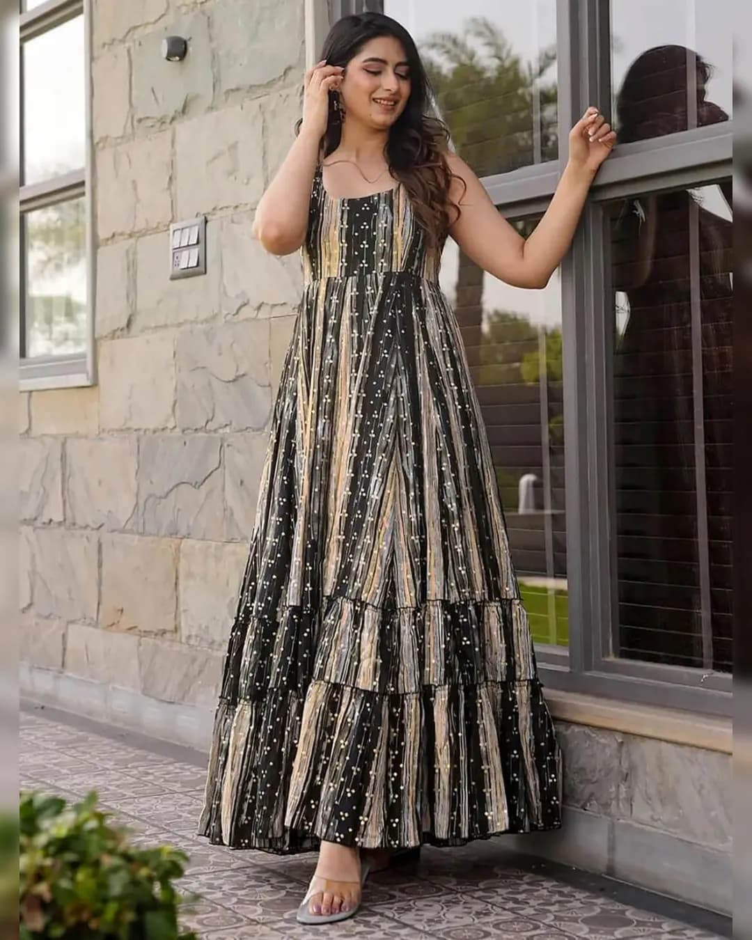 Elegant Heavy Rayon Digital Printed Fully Flared Anarkali Gown