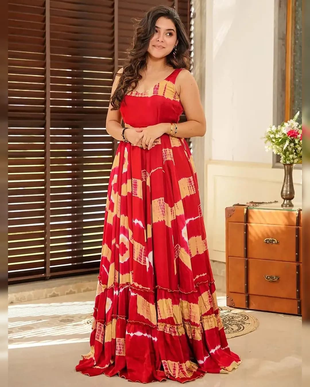 Elegant Heavy Rayon Digital Printed Fully Flared Anarkali Gown