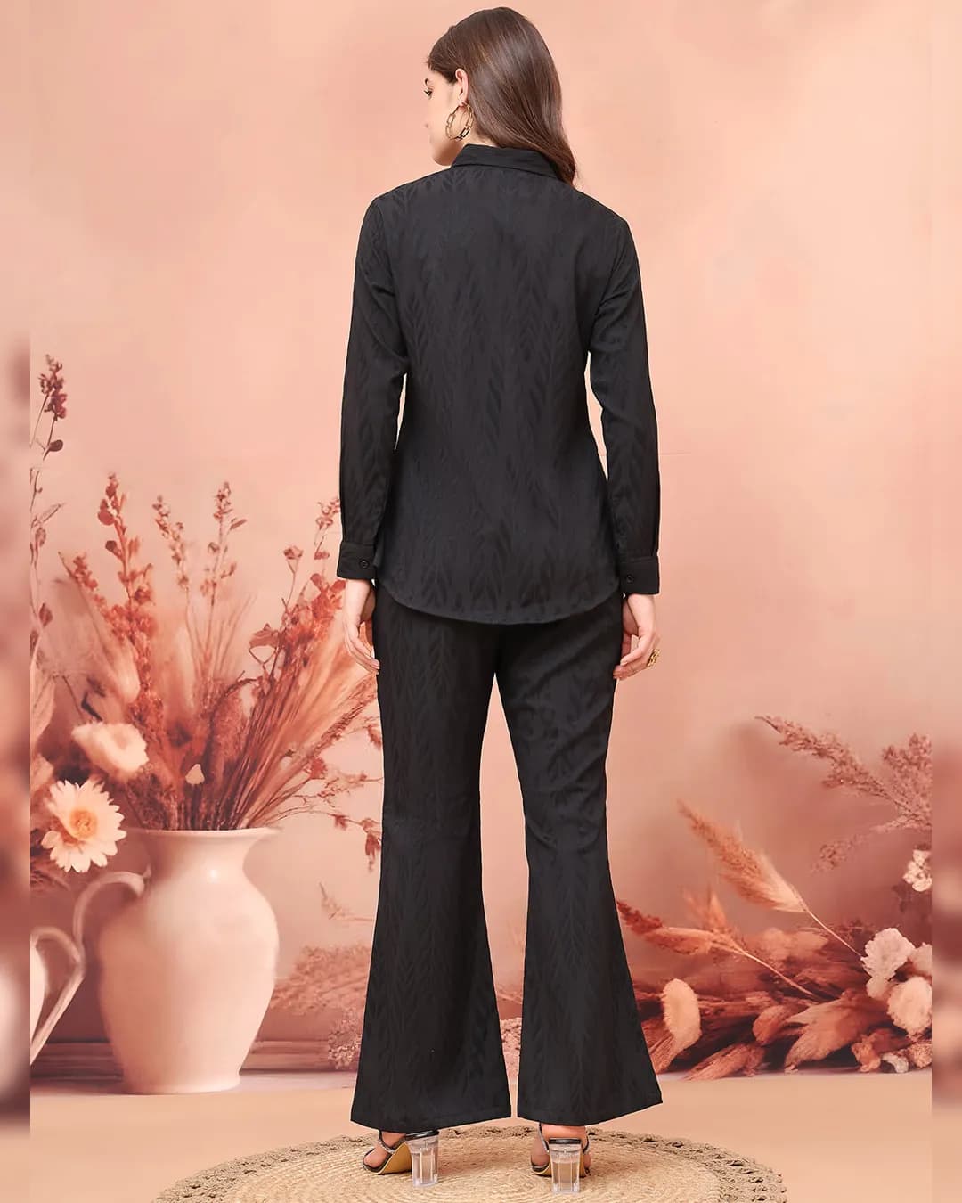 Black Self-Design Co-Ord Set for Women alternate view