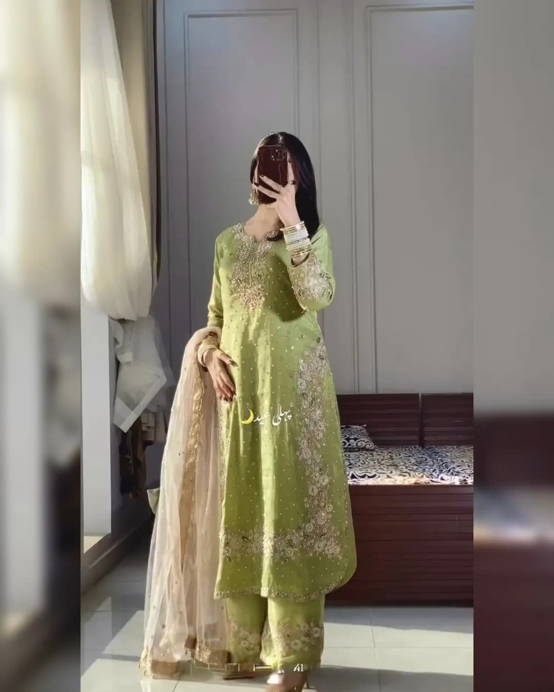 Designer Party Wear Pur Jimmy Choo Silk Kurti‑Plazzo & Butterfly Net Dupatta Set alternate view