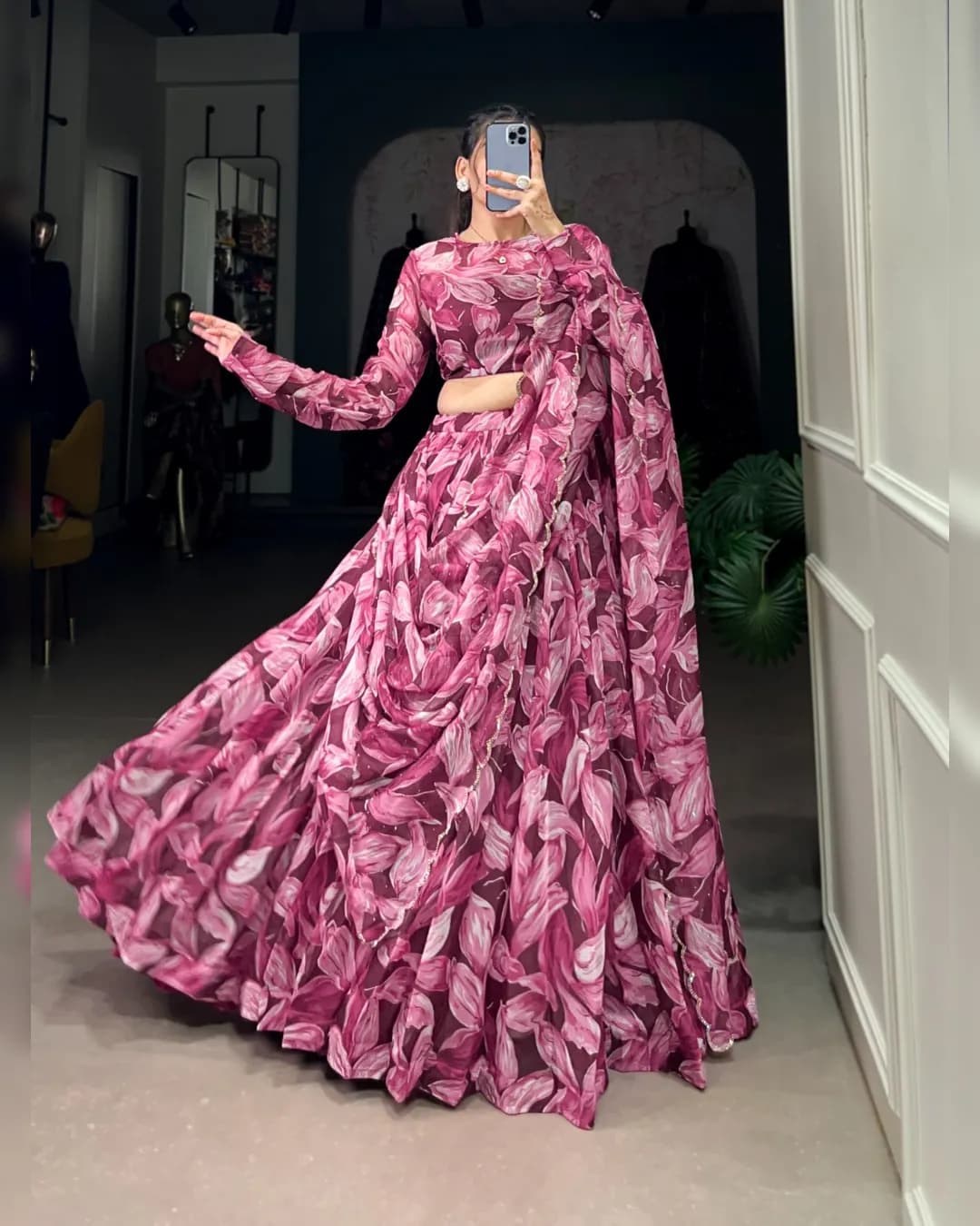 Glamorous Lehenga Choli Set in Premium Tabby Silk