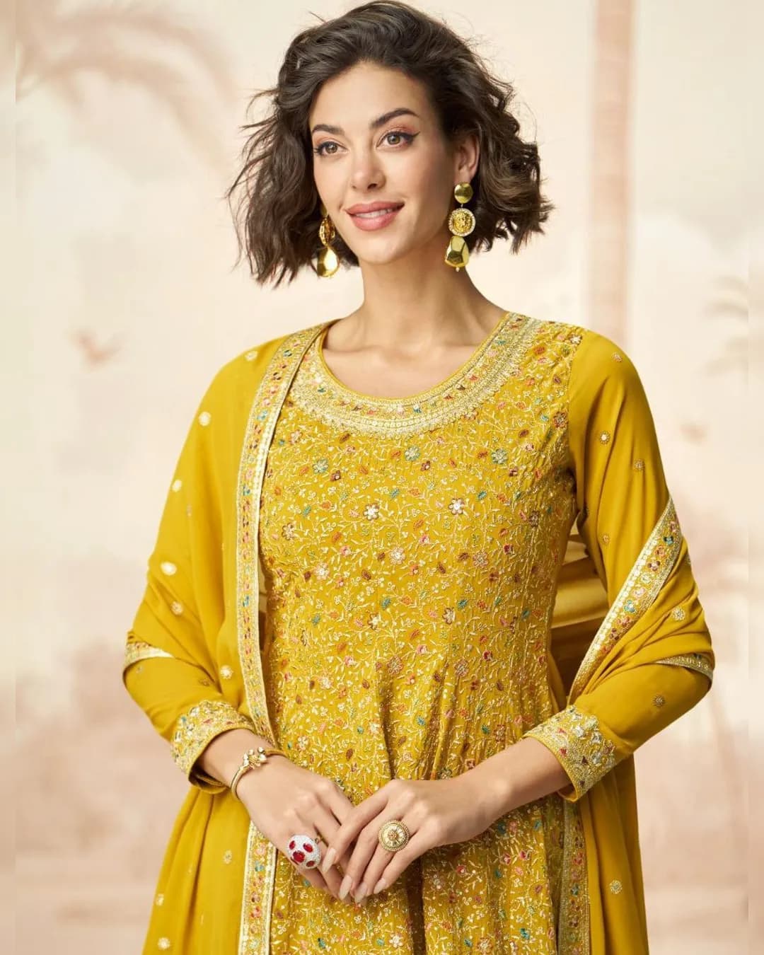 Elegant Real Georgette Top-Plazoo Set with Dupatta alternate view