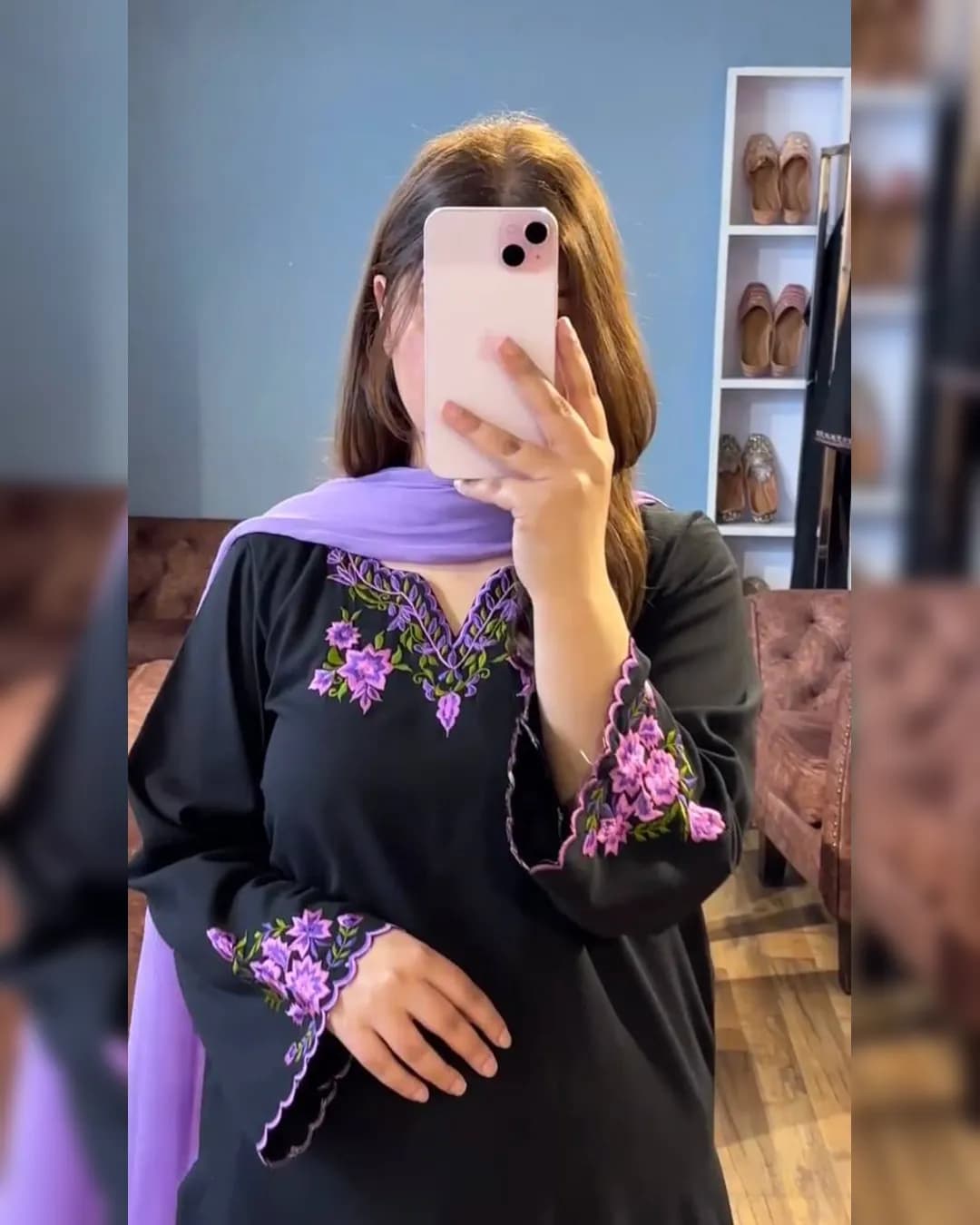 Summer Special Embroidered Heavy Rayon Silk Top-Plazzo Set with Printed Chiroski Work Dupatta alternate view