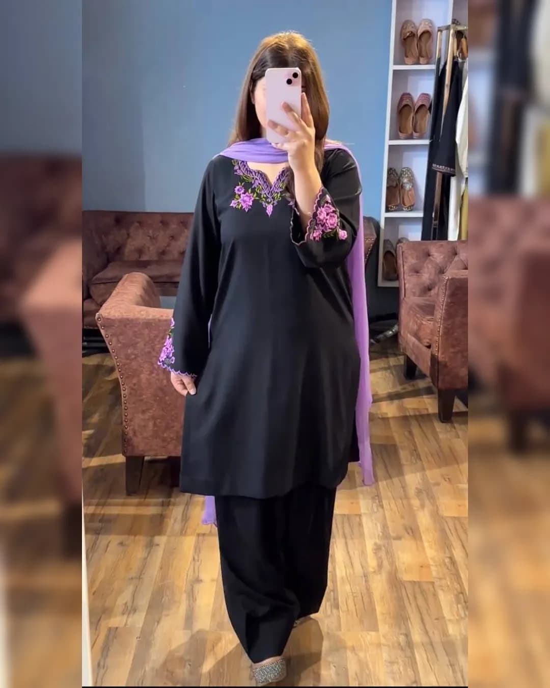 Summer Special Embroidered Heavy Rayon Silk Top-Plazzo Set with Printed Chiroski Work Dupatta