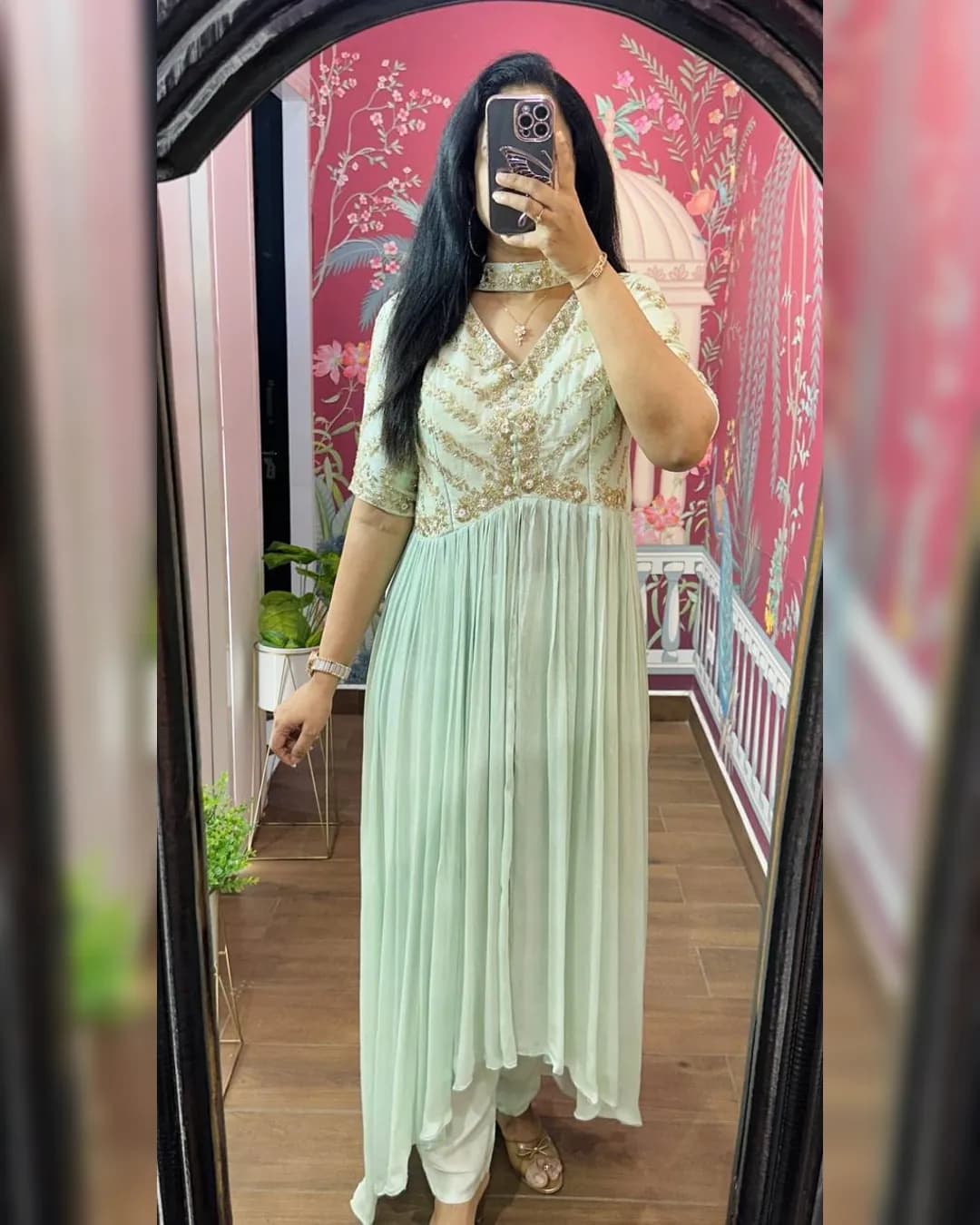 Designer Anarkali Dupatta Bottom Set
