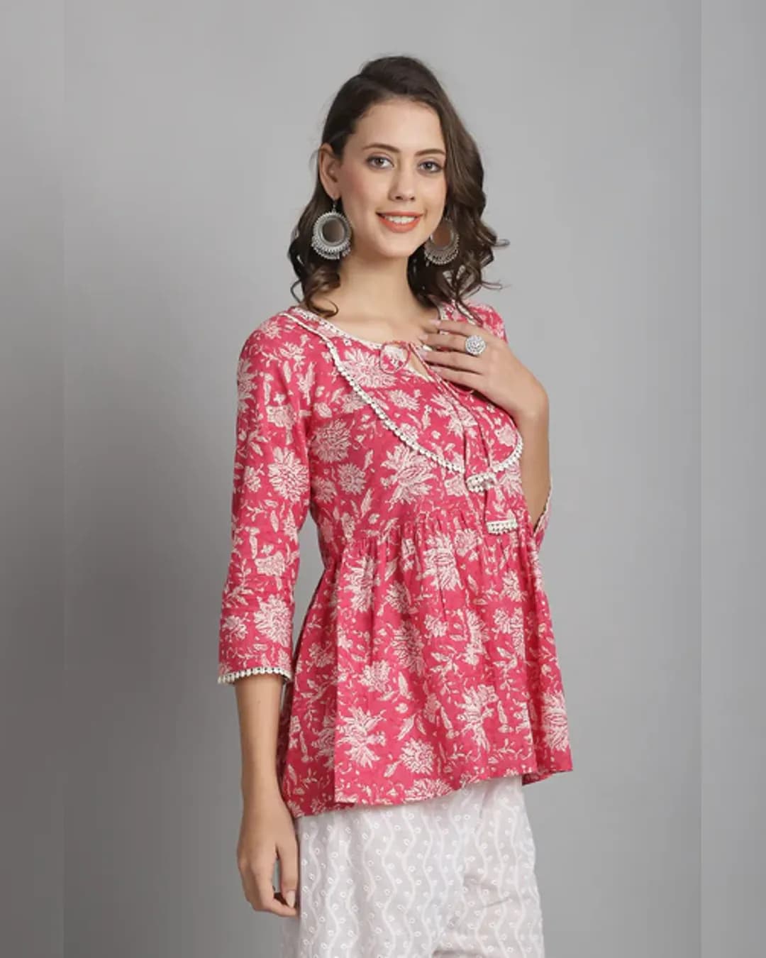 Pure Cotton Floral Printed Short Top alternate view