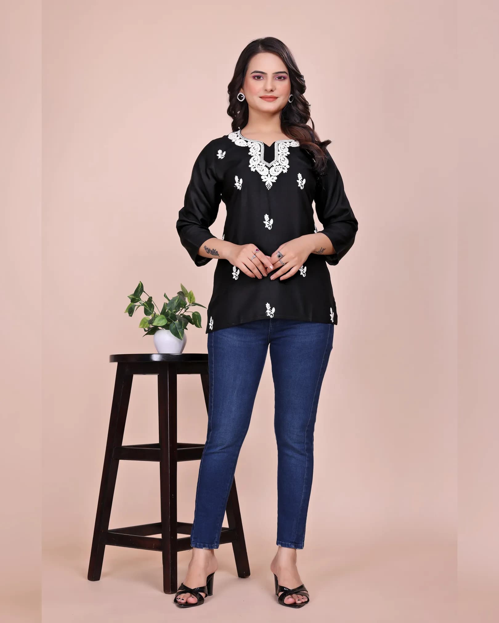 Embroidered Viscose Rayon Tunic – Elegant & Comfortable Daily Wear