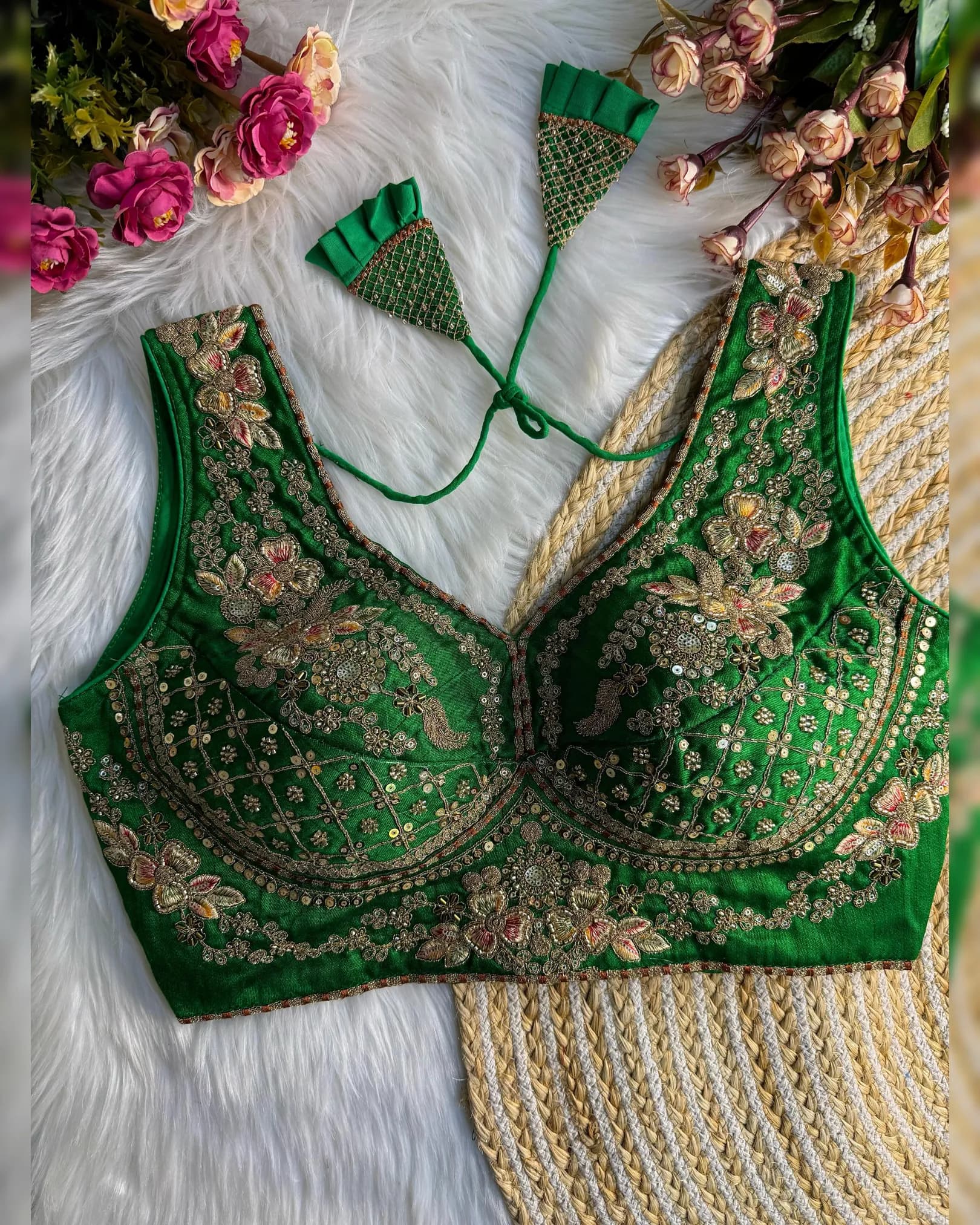 Designer Bridal Blouse with Heavy Stars, Beads & Handwork alternate view