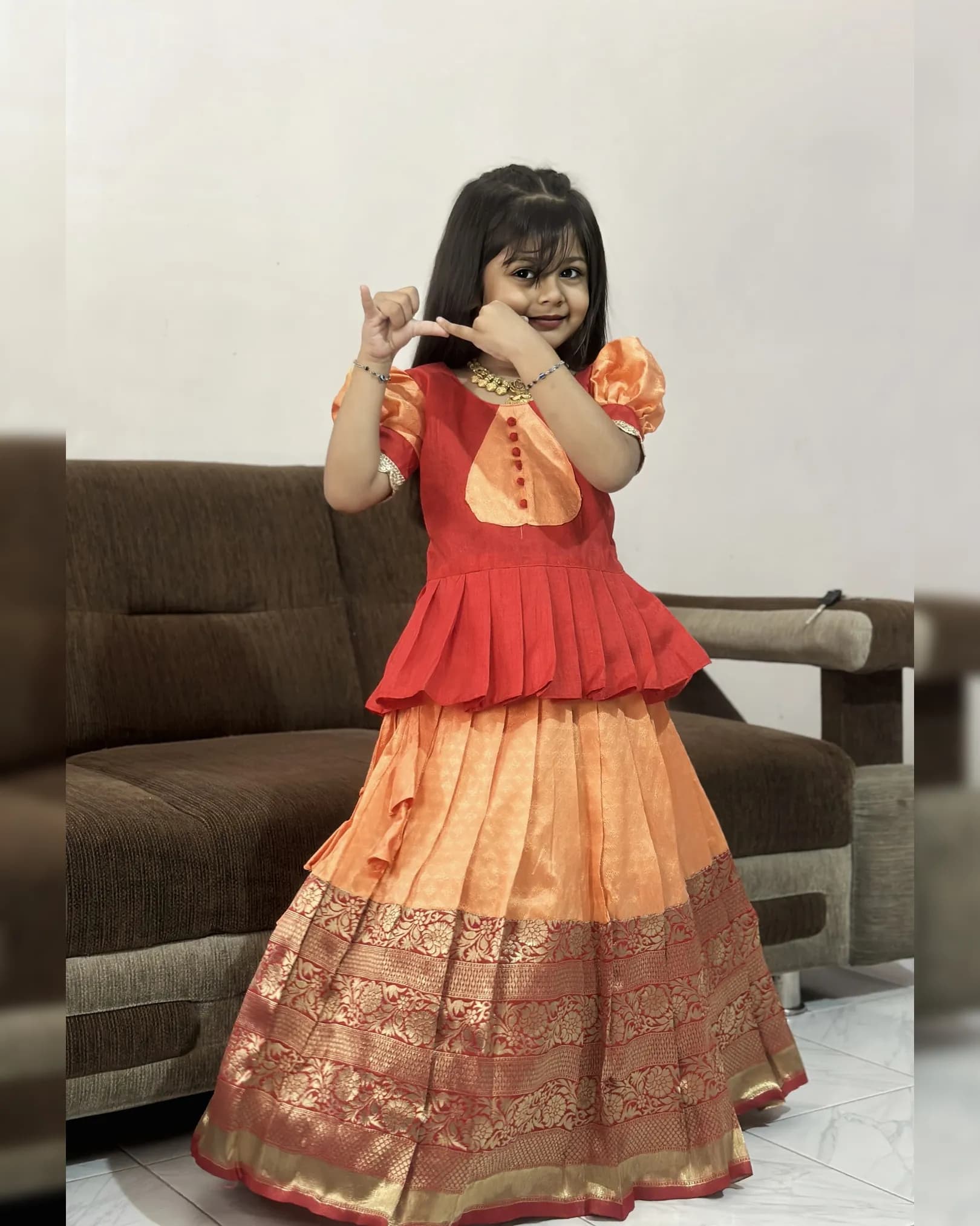New Launch Kids’ Full-Flair Lehenga Choli Set – Zari Weave & Embroidery alternate view