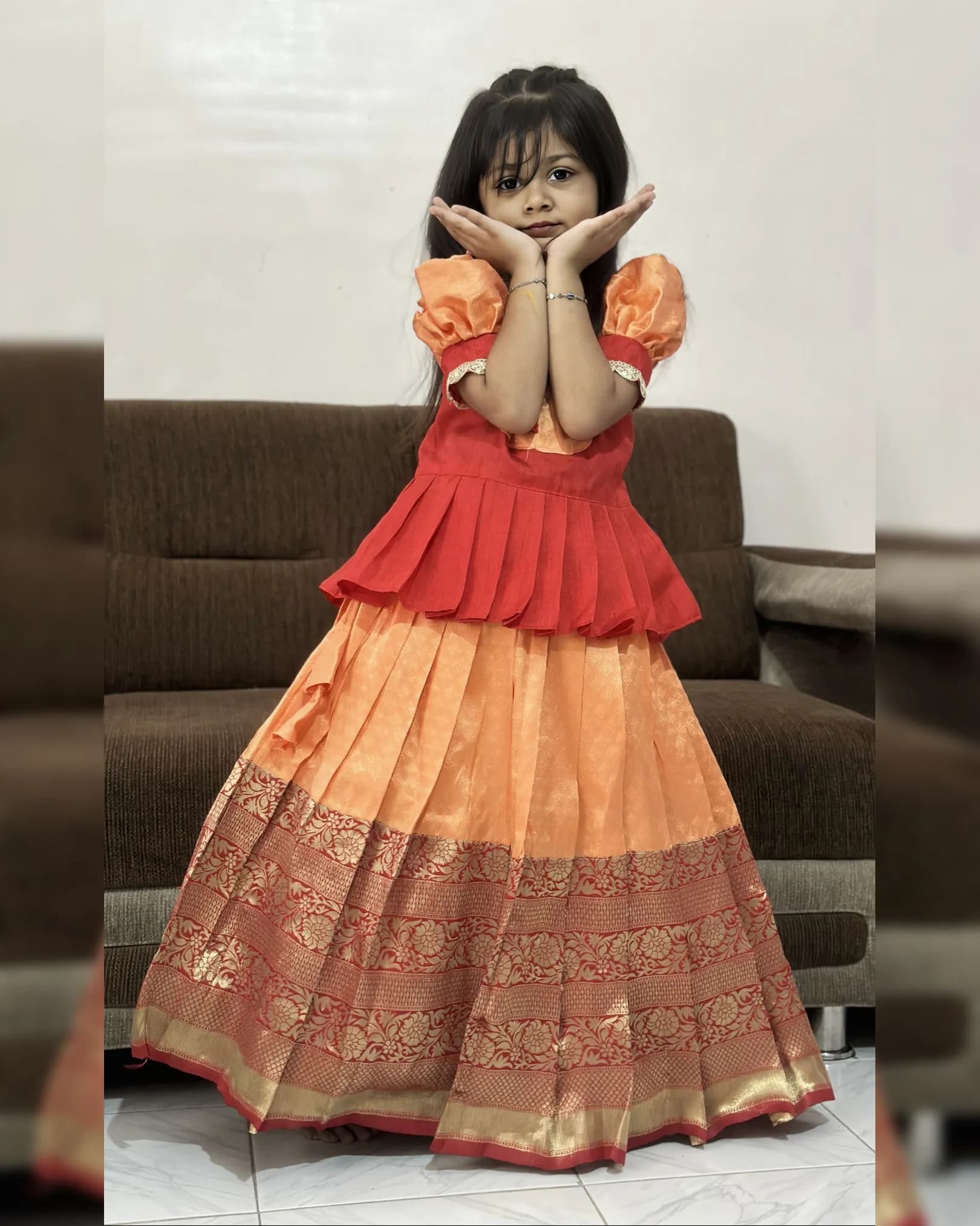New Launch Kids’ Full-Flair Lehenga Choli Set – Zari Weave & Embroidery