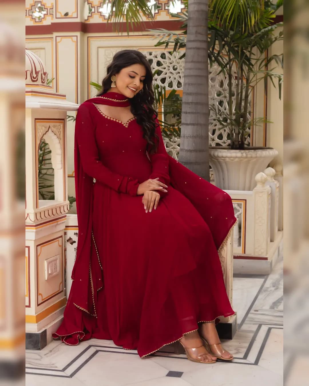 Elegant Georgette Anarkali Suit Set with Cotton Lining & Dupatta alternate view